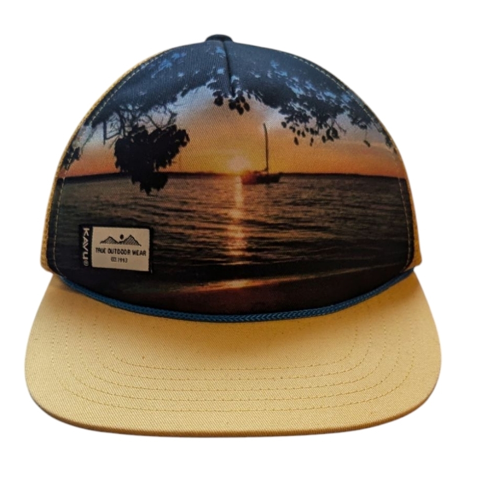 Kavu Sunset Beach Mesh Snapback Trucker Hat Cap Gold Yellow Baseball Unisex
